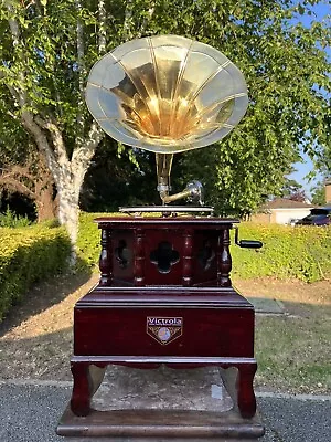 New Victrola GRAMOPHONE Portable Tabletop Trumpet Horn • £145