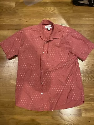 Men’s Red Polka Dot Short Sleeve Button Down Shirt - Size Large • $9.99