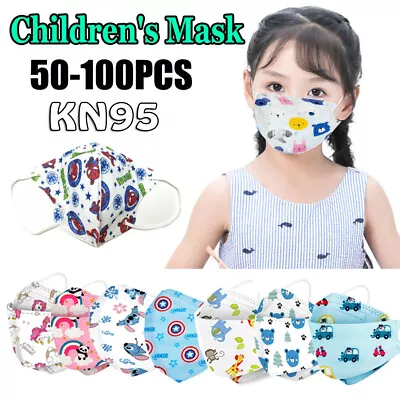 $3.99 • Buy 100x Kids KN95 Face Masks FFP2 Disposable 3D N95 Mask Respirator Children Masks
