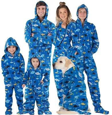 Family Matching Shark Frenzy Hoodie Fleece One Piece • $22.95