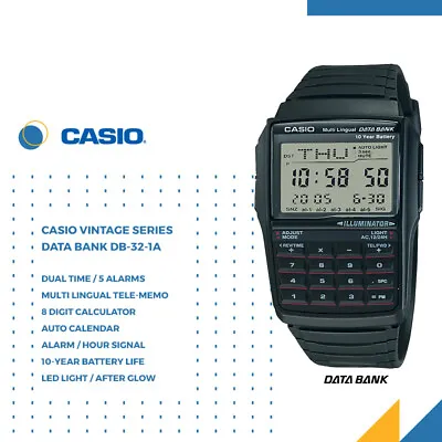 GENUINE Casio DBC-32-1A Databank Retro 80's Digital Calculator Watch Vintage NEW • $72.50