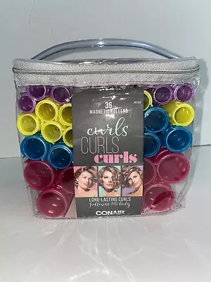 Conair Curls Curls Curls Magnetic Rollers 36 Pieces Pink/Teal/Yellow/Purple • $15.55