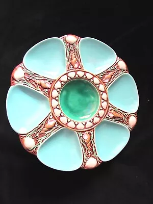 Minton Antique Oyster Plate ~ Majolica ~ Turquoise • $985