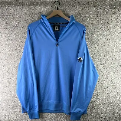 FootJoy Sweatshirt Mens Large Blue Quarter Zip Stretch Coyote Preserve Golf Club • $12.44