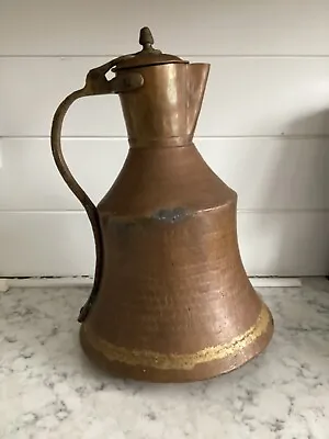 Antique Middle Eastern Copper Pitcher Water Jug Hand Forged ( 14 Inches Tall ) • $99