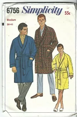 Simplicity Sewing Pattern 6756 Mens' Vintage Robes Size 38 - 40 • $8.11