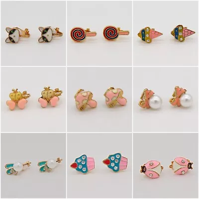 1 Pair Fake Non Piercing Clip On Earrings For Kids Childrens Teen Girls • £3.49