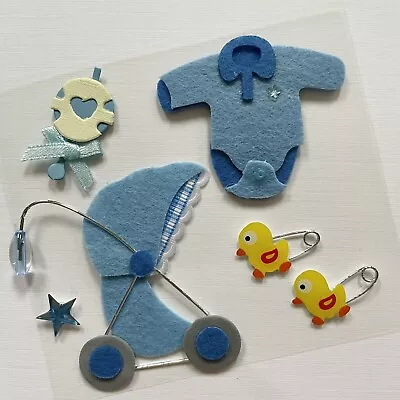 Baby Boy Blue Pram Baby Grow Newborn Embellishments New Craft For Occasion • £1.75