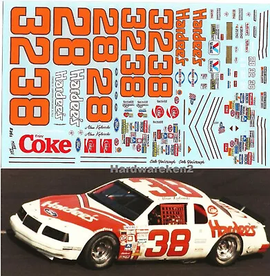 Nascar Decal #38 Hardee's Reverse Scheme 1985 Ford Thunderbird A Kulwicki  1/24 • $22