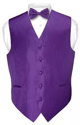 Men's Dress Vest & BOWTie Vertical Striped Design Bow Tie Set For Suit Or Tux • $27.95