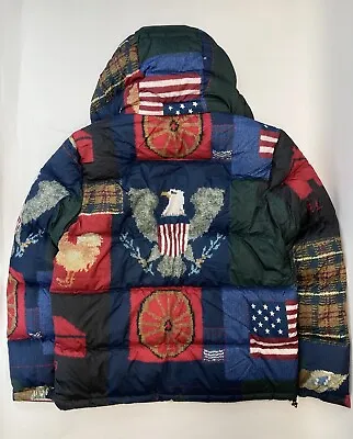 Polo Ralph Lauren Polo Country American Patchwork Flag Down Puffer Jacket XL • $319.50