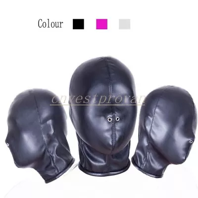 Soft Leather Full Head Hood With Breathing Hole Slave Fantasy Restraint New • $24.52