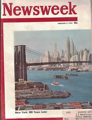 1953 Newsweek February 2 - VW Sales Soar; Polio Vaccine; Marilyn Monroe; Goya • $46.40