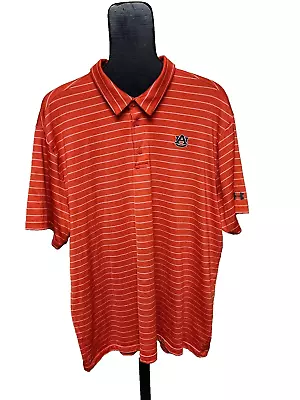 Auburn University Under Armour Men's Size 2XL Orange Blue Striped Polo Shirt • $25