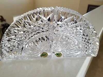 (2) WATERFORD Heavy Cut Crystal QUADRANT Bookends - Fan Style - Beautiful Mint • $85