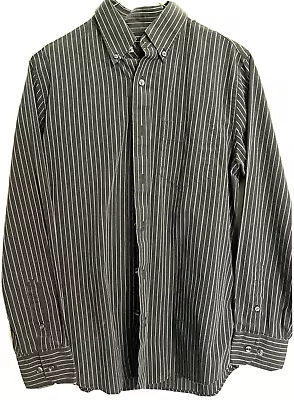 Docker's Shirt Men's S 14-14.5 Button Down Wrinkle Resistant Black Stripe • $12