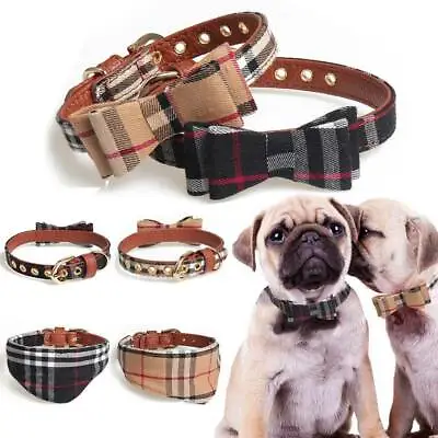 £5.49 • Buy Dog Collar Tartan Plaid Bow Tie Check Adjustable Pet Puppy Cat Scarf Collars UK