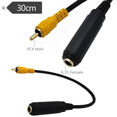 6.35mm 1/4  Mono Female To RCA Phono Male Audio AUX Speaker TV AV Adapter Cable • $4.49