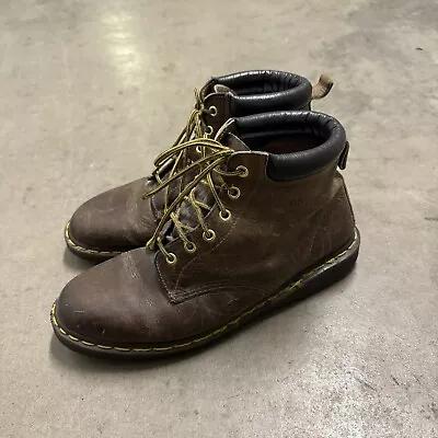 Vintage Dr Martens Combat Boots Mens 11 Brown Leather Work Boot Made In England  • $57.95