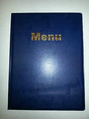 A4 Menu Cover/folder In Blue Leather Look Pvc - Large Menu Font • £6.80