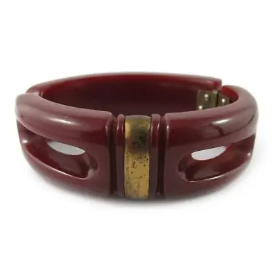 Vintage Bakelite Clamper Bangle With Brass Inlay C.1940 • $720