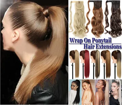 Straight Clip In Ponytail Hair Extensions Long Natural Real As Human Pony Tail • $9.70