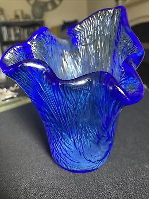 Hadeland Glass Vase Blue • £15