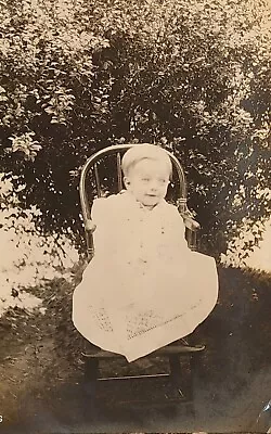 Vintage RPPC ~ Photograph: Little Child In Old High Chair Outside ~ #-4632 • $3.65