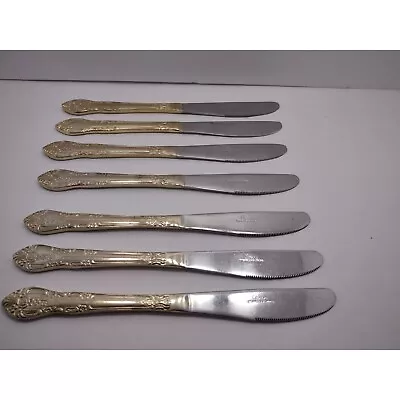 Vintage Gibson Butter Knife Set Of 7 Gold Plated Flatware • $19