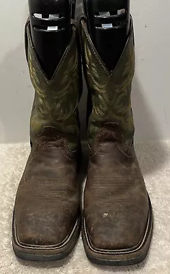 Justin Boots Cowboy WK4688 Brown Leather Steel Toe Work Boots | Mens Size 8.5 D • $55