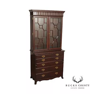 Hickory Chair Georgian Style Mahogany Bookcase Top Secretary Desk • $2495