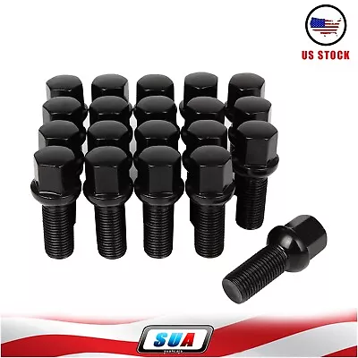 Set 20 14x1.5 Black Wheel Lug Bolts Ball Seat 28mm Shank For Volkswagen Audi TT • $28.60