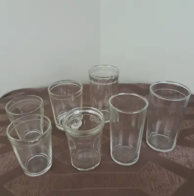 7 Vintage Hazel Atlas Clear Glass Jelly Jar Drinking Glasses Various Styles Size • $15.95