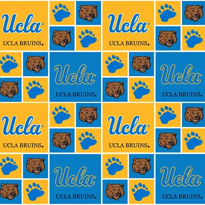 UCLA Bruins Block Print College Cotton Fabric By The 1/4 1/2 Yard 43 W  • £15.41