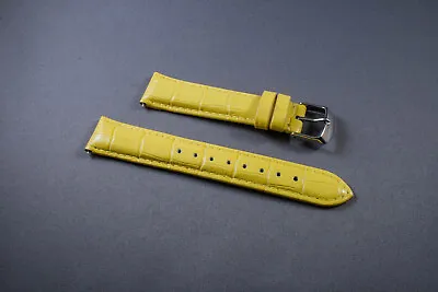 Yellow Genuine Leather Alligator Crocodile Grain Strap Band  Fit Michele Watch • $9.45