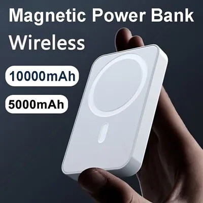 10000mAh Power Bank Magnetic Battery Pack Wireless Charger For IPhone 15/14/13 • £14.38