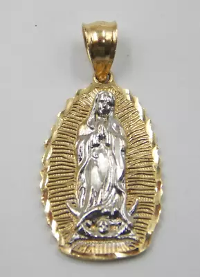 Two Toned 14k Gold Blessed Virgin Mary Pendant • $189.99
