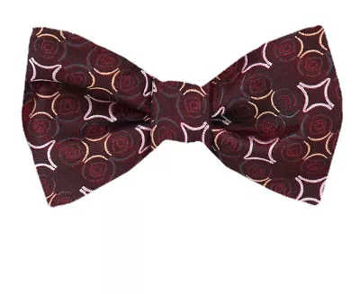 Men's Big & Tall Burgundy Gold Diamond Pattern XL Self Tie Bowtie Weddings • $18.99