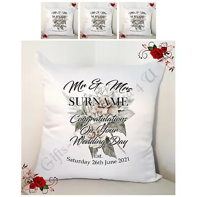 Personalised 18  Cushion  Wedding Gift  Mr & Mr / Mr & Mrs / Mrs & Mrs - Style 6 • £16.99