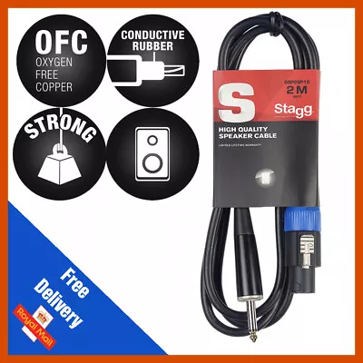 Stagg 2m Speaker To 1/4  Jack 6.46mm Lead / Cable Speakon To Jack Plugs  • £8.29