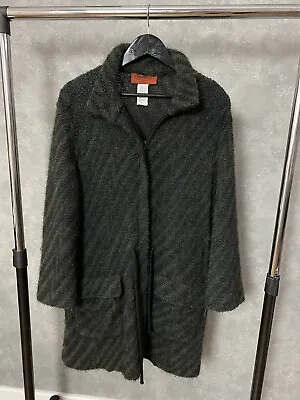 $200 • Buy Vintage Missoni Stripped Made In Italy Wool Mohair Blend Green Coat Size M