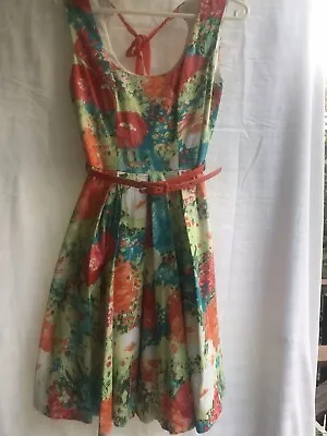 Young Ladies Summer Dress By Review Size 6 Cotton With Belt Sleeveless Zipper • $60