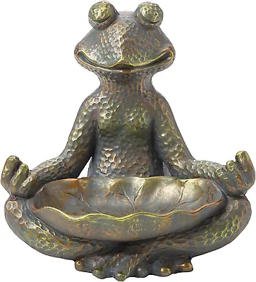 Meditating Pose Yoga Frog Garden Statue 14.25 Inch Tall Bronze • $102.06