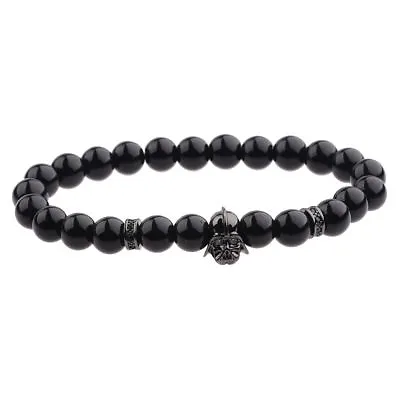 Mens Stone Charm Fashion Bracelet 8mm Black Onyx Stone Macrame Bracelets Gift • $3.64