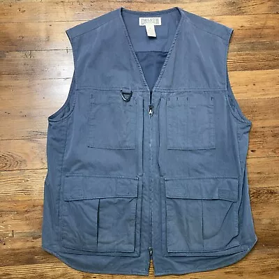 Duluth Trading Co Vest Men Medium Blue Gray Utility Safari Outdoor Cargo Fishing • $22.99