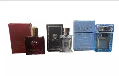 Set Of 3 Versace Pour Homme Eros Flame Eau Fraiche Men Mini Perfume NEW IN BOX • $29.99