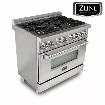 ZLINE 36  Stainless DUAL FUEL 4.6 Cu.ft. 6 Gas Burner/Electric Oven Range RA36 • $2899