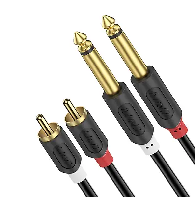 J&D Dual 1/4 Inch TS To Dual RCA Stereo Audio Interconnect Cable Gold Plated 2 • £9.83