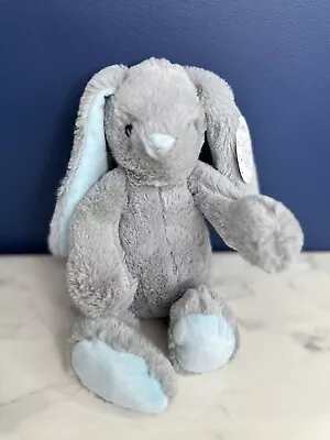 PURE BABY Grey & Blue Bunny Rabbit Plush Baby Comforter Soft Toy • £14.99