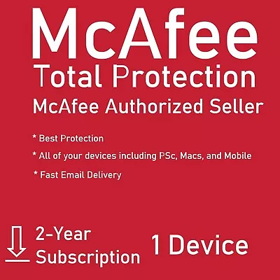 McAfee Total Protection 1 DEVICE / 2 YEAR (Account Subscription) • $36.99